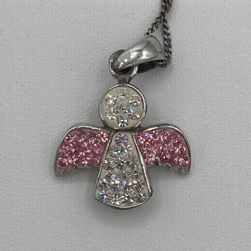 The ORIGINAL SILVER & TIMEPIECES Sterling Silver Angel Pink Wings Necklace